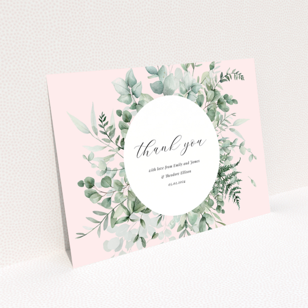 Baby thank you card with floral design and no photos