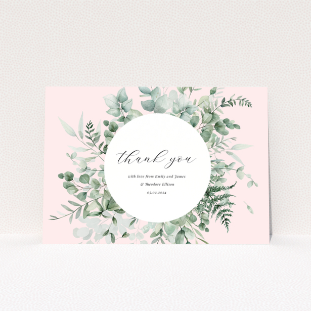 Baby thank you card with floral design and no photos