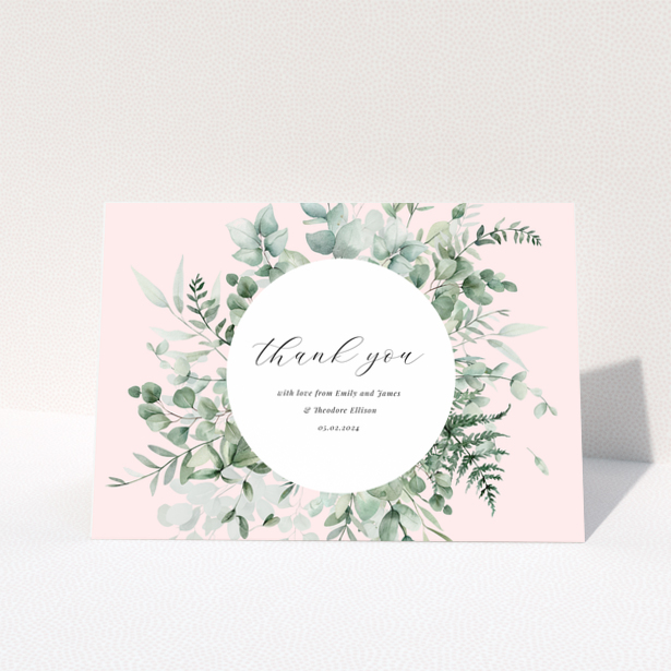 Baby thank you card with floral design and no photos
