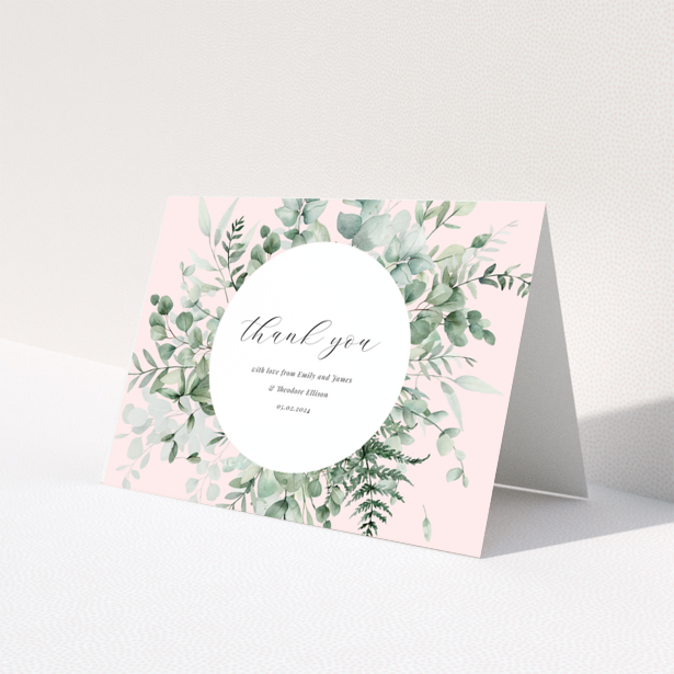 Baby thank you card with floral design and no photos