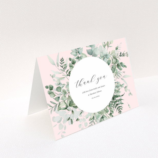 Baby thank you card with floral design and no photos