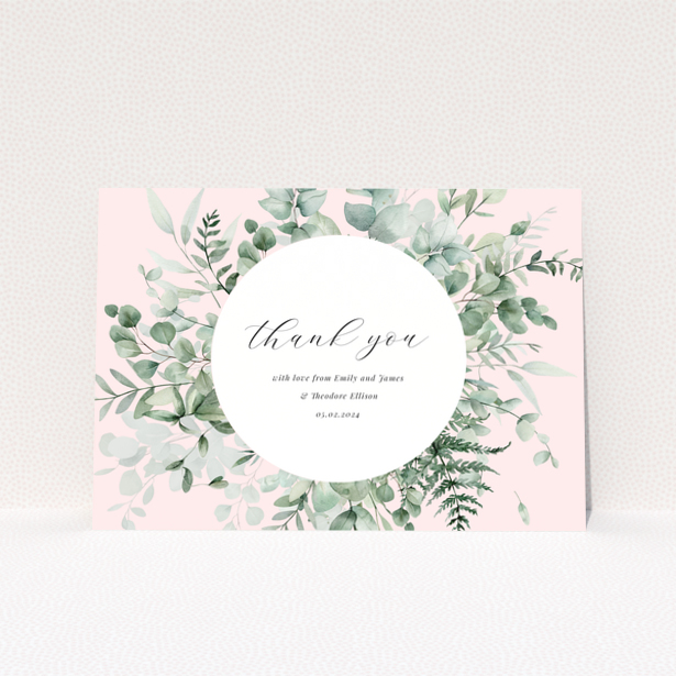 Baby thank you card with floral design and no photos