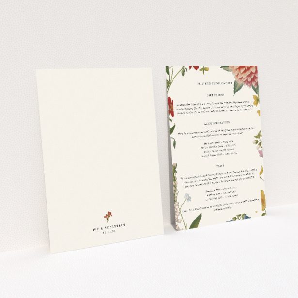 Botanical Border suite information insert card with floral illustrations. This image shows the front and back sides together