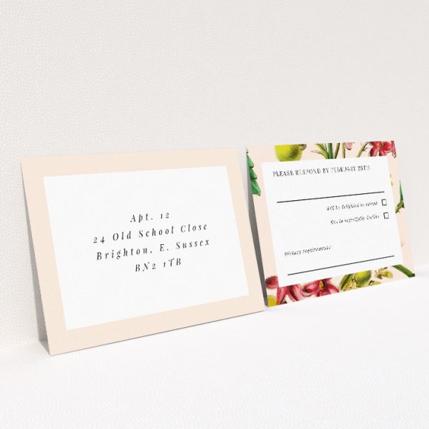 Botanical Bounty RSVP Card - Wedding Stationery. This is a view of the back