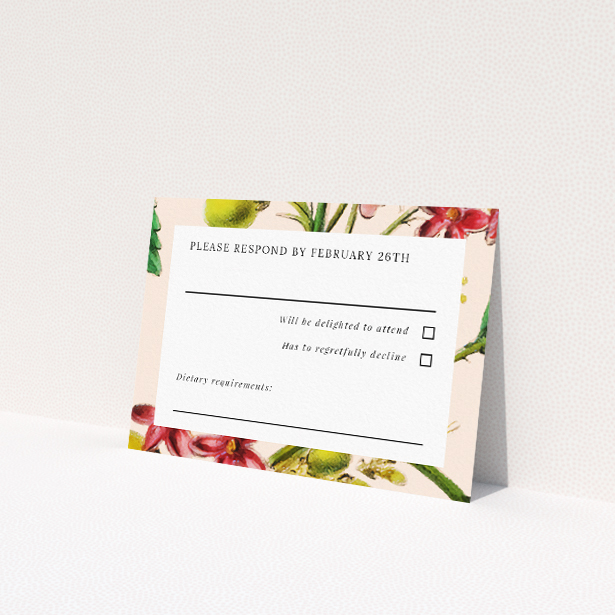 Botanical Bounty RSVP Card - Wedding Stationery. This is a view of the front
