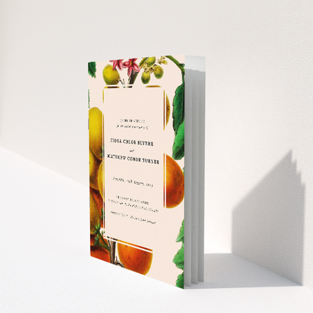 Botanical Bounty Wedding Order of Service A5 Booklet Template with Vintage Botanical Illustrations. This image shows the front and back sides together