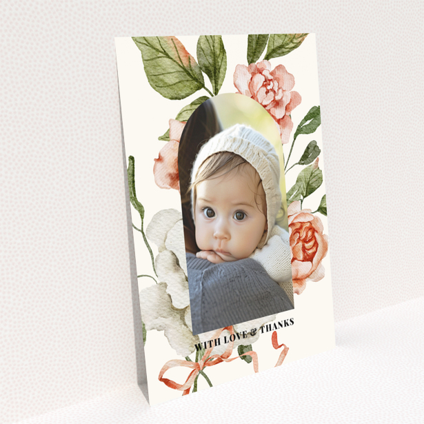 Baby thank you card reverse side with one photo - Portrait design