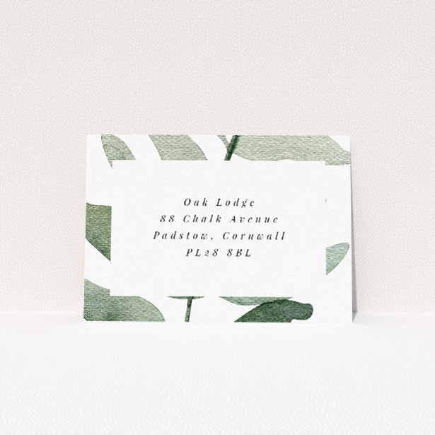 Botanical Greens RSVP Card Template - Elegant Wedding Stationery. This is a view of the back