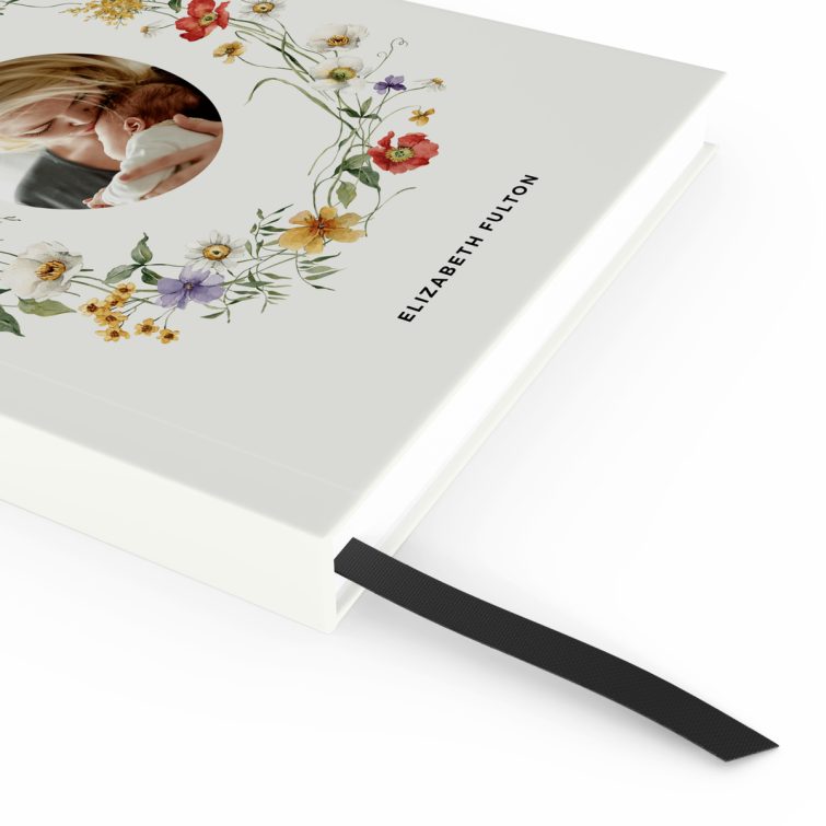 Floral personalised notebook with one photo on cover - Utterly Printable design.