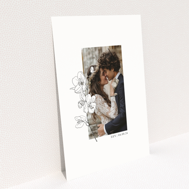 Wedding thank you card design named Portrait without photos on reverse side