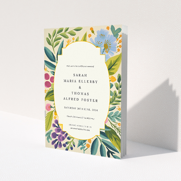 Serene Botanical Radiance Wedding Order of Service Booklet Template. This is a view of the front