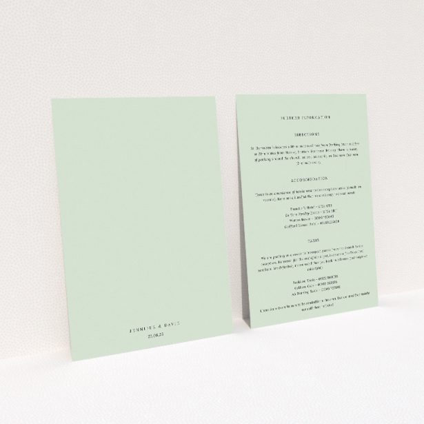 Botanical Welcome wedding information insert card featuring understated elegance and botanical sprig illustration, perfect for a refined and natural aesthetic in wedding stationery This image shows the front and back sides together
