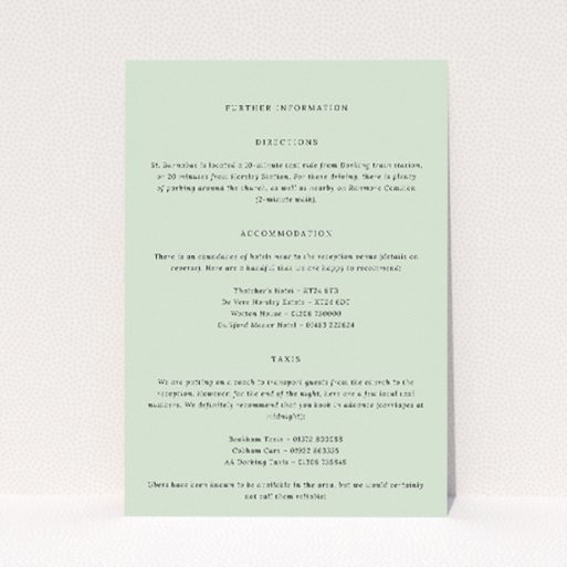 Botanical Welcome wedding information insert card featuring understated elegance and botanical sprig illustration, perfect for a refined and natural aesthetic in wedding stationery This is a view of the front