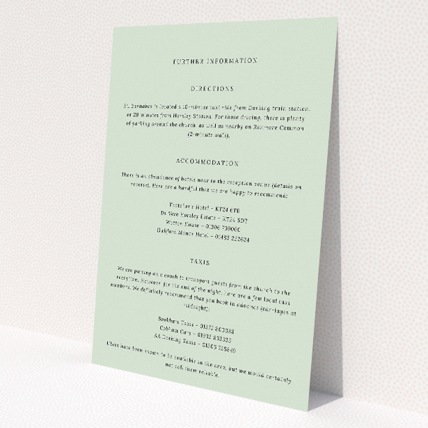 Botanical Welcome wedding information insert card featuring understated elegance and botanical sprig illustration, perfect for a refined and natural aesthetic in wedding stationery This image shows the front and back sides together