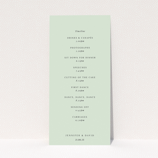 Botanical Welcome wedding menu template with pale sage backdrop, minimalist botanical illustration, clean typography, and ample white space for a refined celebration filled with warmth and joy This is a view of the back