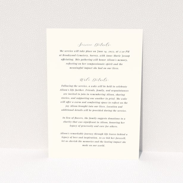 Floral wreath design funeral announcement with no photos