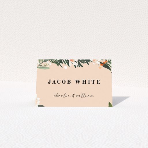 Botanics on Pink place cards - Floral elegance meets contemporary charm, perfect for modern botanical-themed weddings This is a view of the front