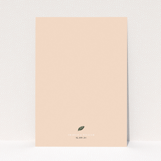 Floral wedding invitation featuring hand-painted botanical illustrations of lush green foliage and delicate white flowers accented with soft peach tones, set against a subtle pink background This image shows the front and back sides together