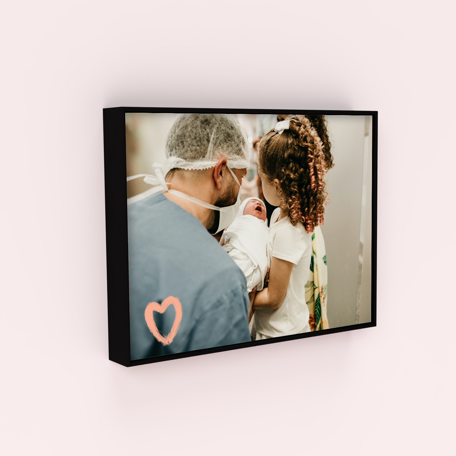 Framed Photo Canvases featuring Heart in the Corner design - Embrace joy with this high-resolution masterpiece