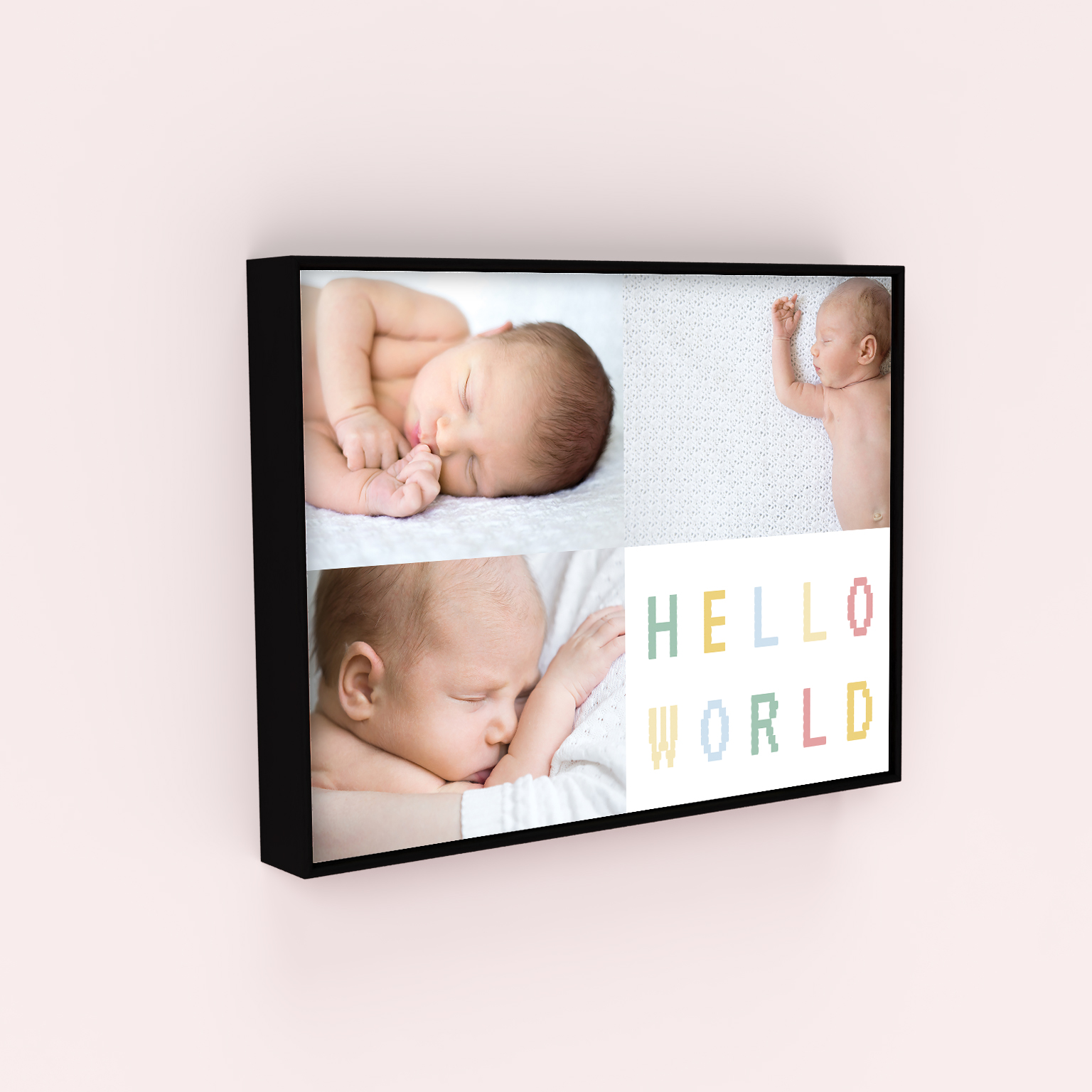 Hello World Corner Boxed Photo Prints - Personalized Keepsake with Three Cherished Photos