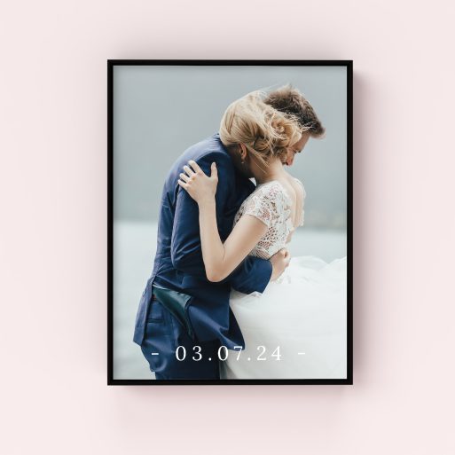 Date Stamp Box Framed Prints - Introducing our Box Framed Prints, the perfect canvas for your personalised date stamp design. This portrait-oriented masterpiece adds a captivating 3D effect, making your special photo truly stand out.