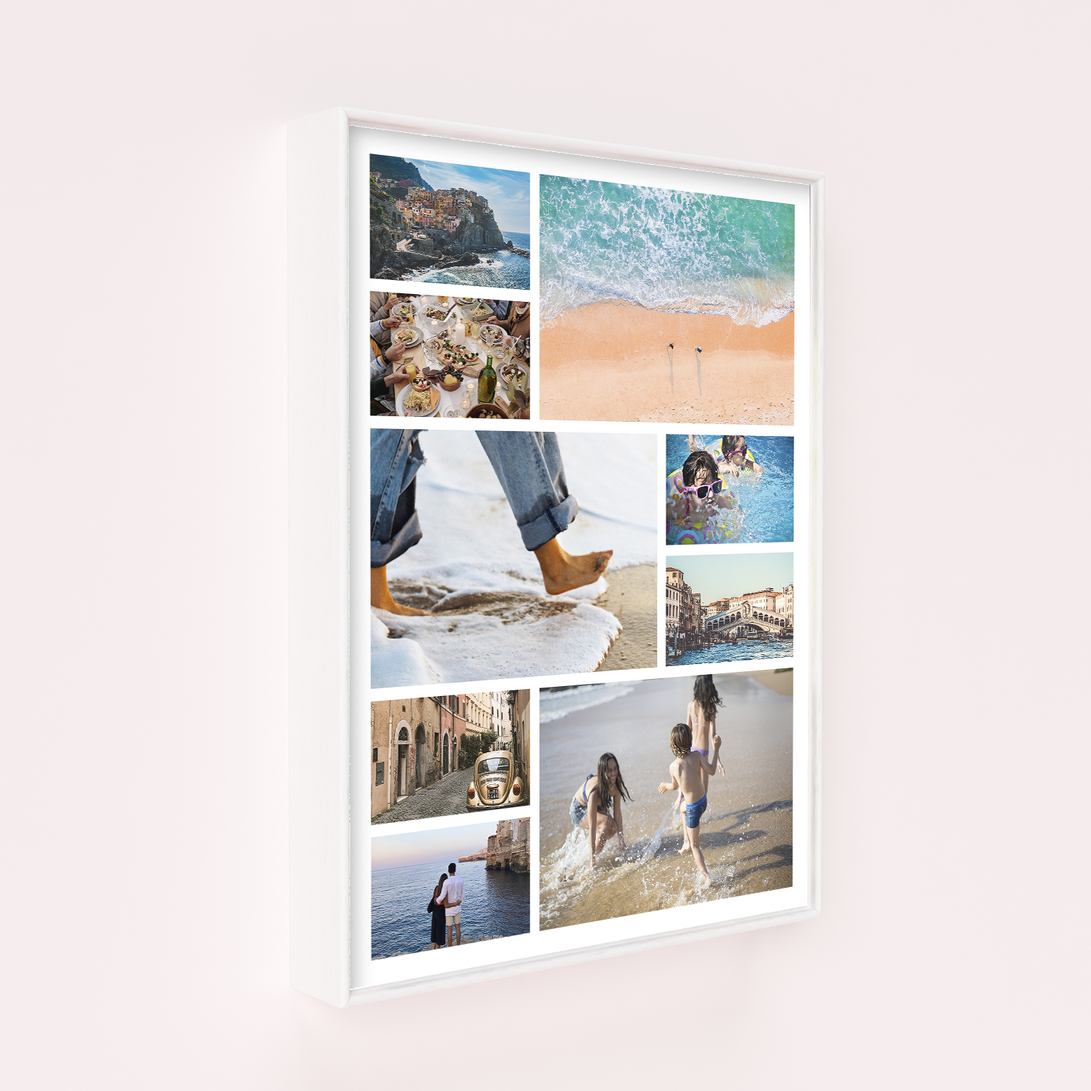 Festive Harmony Wall Art Framed Prints - Immerse yourself in the enchanting 3D effect and capture cherished moments with this portrait-oriented canvas. Create a stunning collage with space for 9 photos, bringing depth and uniqueness to your décor.