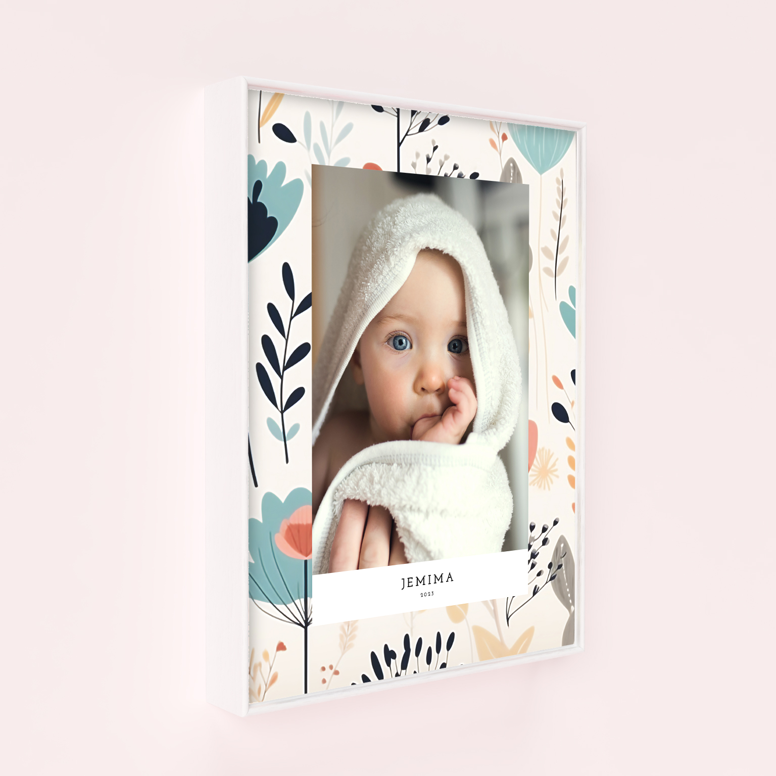 Floral Cream Frame Framed Photo Canvas - Introducing a portrait-oriented canvas with space for one photo, combining durability with elegance. Crafted from high-quality materials, this framed photo canvas preserves precious memories for a lifetime. Cherish your memories in style with theFloral Cream Frame.