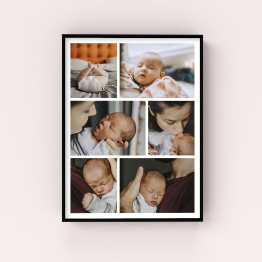 Wall Art Framed Print - Memory Patchwork - Craft a beautiful portrait-oriented canvas with space for six photos, curating a heartfelt collage of cherished memories.