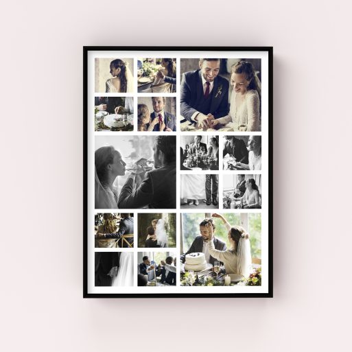 My Montage Wall Art Framed Print - Immerse yourself in this portrait-oriented canvas capturing treasured memories for generations, accommodating 10+ photos.