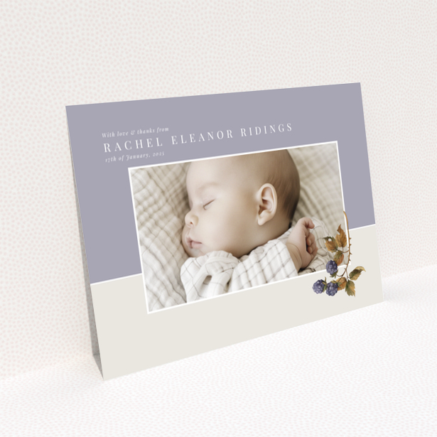 Baby thank you card design Landscape back page from Utterly Printable.