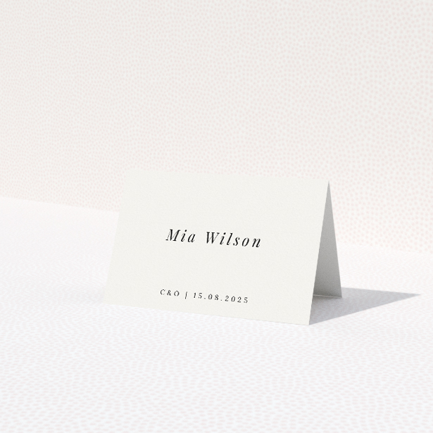 Bubbly Celebration place cards table template - monochrome champagne and flute illustration on soft grey backdrop. This is a third view of the front