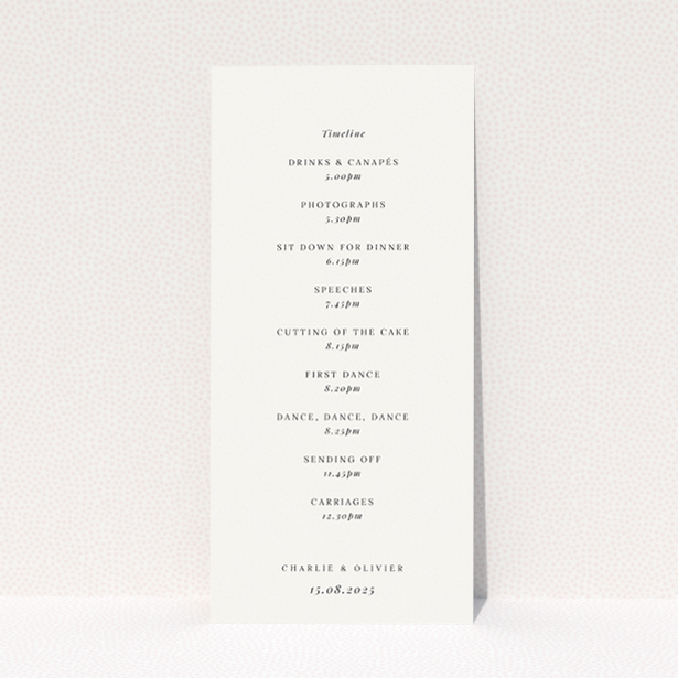 Bubbly Celebration Wedding Menu Template - Refined Festivity and Understated Charm. This is a view of the back