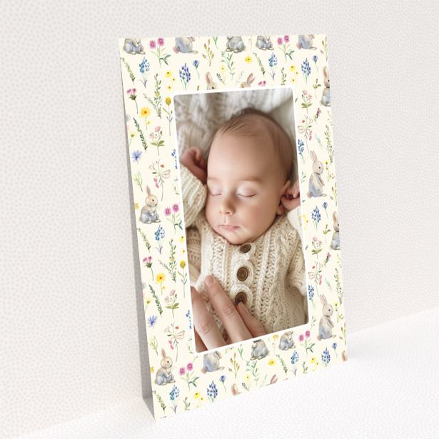 Reverse side of a personalised baby thank you card design named Portrait with no photos.