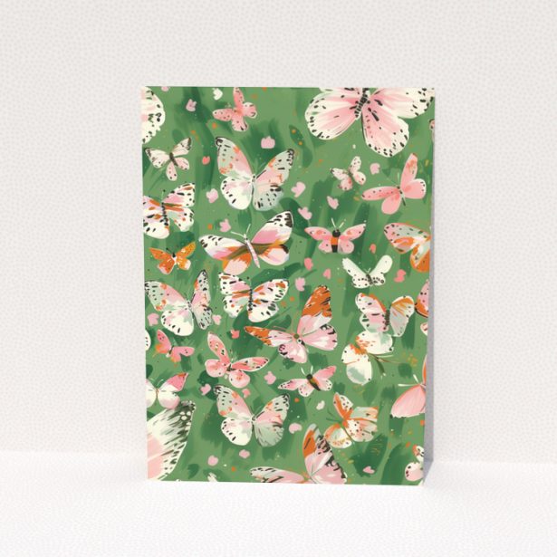 Floral butterfly-themed change of address card with no photos