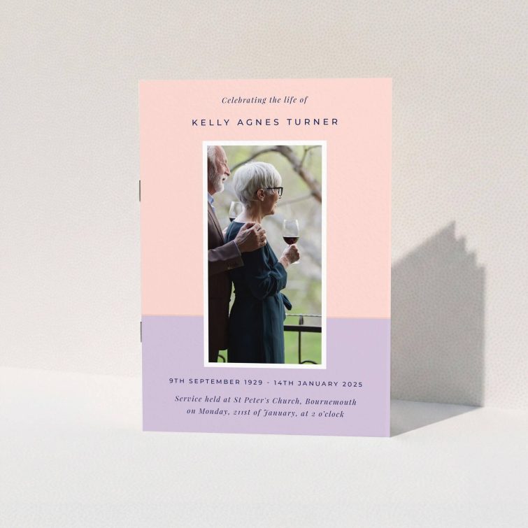 Funeral order of service programme design with one photo on the front cover.