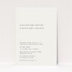"Camden Minimal wedding invitation featuring clean lines and monochromatic palette, perfect for modern couples seeking understated elegance and sophistication in their wedding stationery.". This is a view of the front