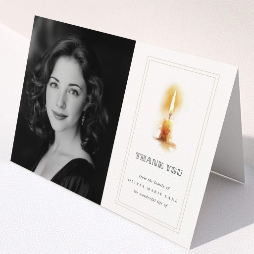 Funeral card design Funeral thank you card design with one photo and a candle illustration