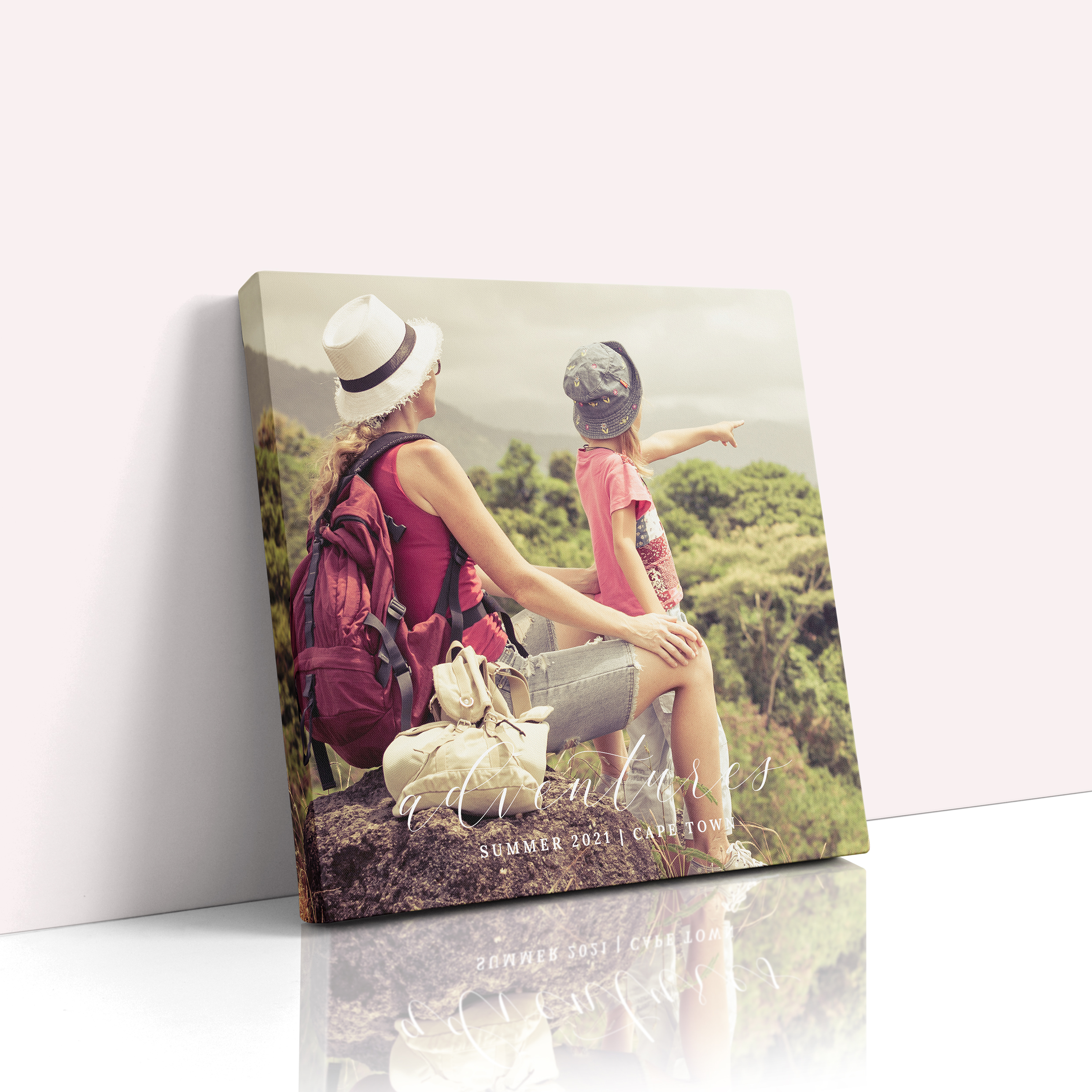 Photo of a canvas print called 'Adventures'. It is 20cm x 20cm in size, in a Square orientation. It has space for 1 photos.