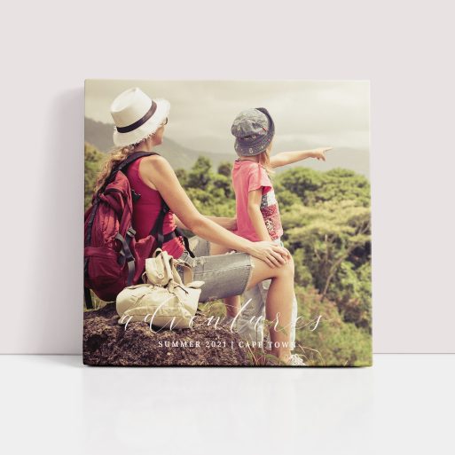 Photo of a canvas print called 'Adventures'. It is 20cm x 20cm in size, in a Square orientation. It has space for 1 photos.