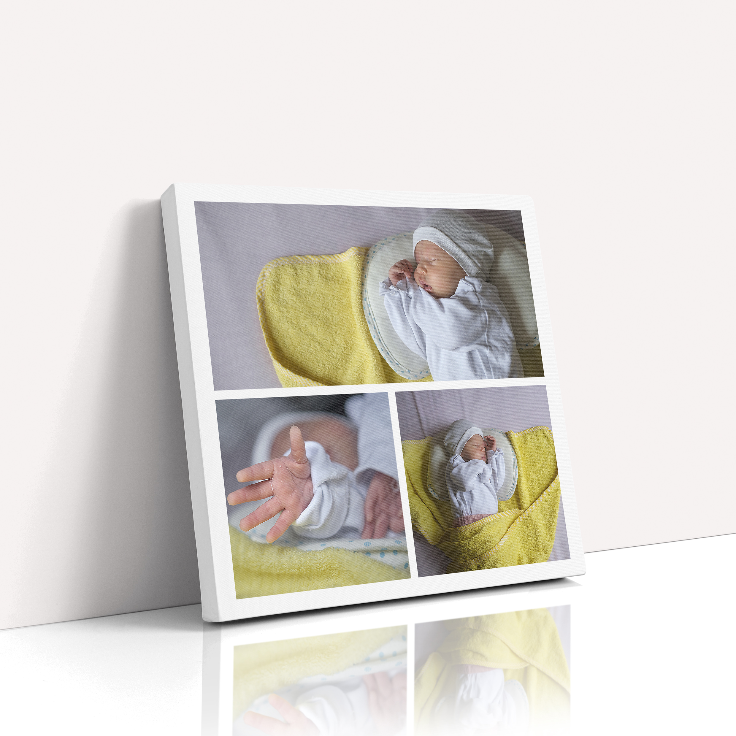 Photo of a canvas print called 'Blossoming Memories'. It is 20cm x 20cm in size, in a Square orientation. It has space for 3 photos.