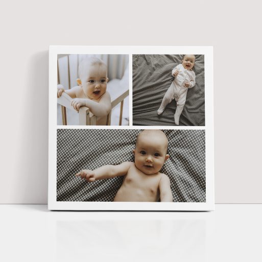 Photo of a canvas print called 'Childhood Kaleidoscope'. It is 20cm x 20cm in size, in a Square orientation. It has space for 3 photos.