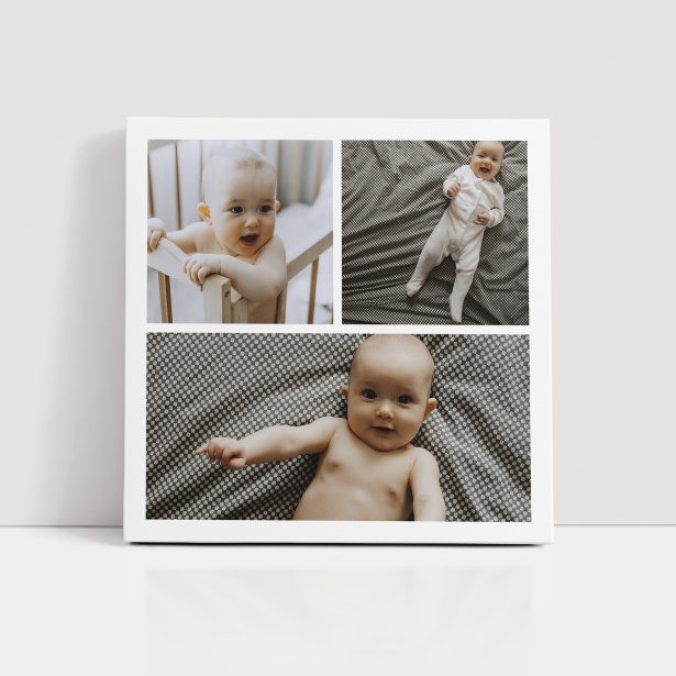 Photo of a canvas print called 'Childhood Kaleidoscope'. It is 20cm x 20cm in size, in a Square orientation. It has space for 3 photos.