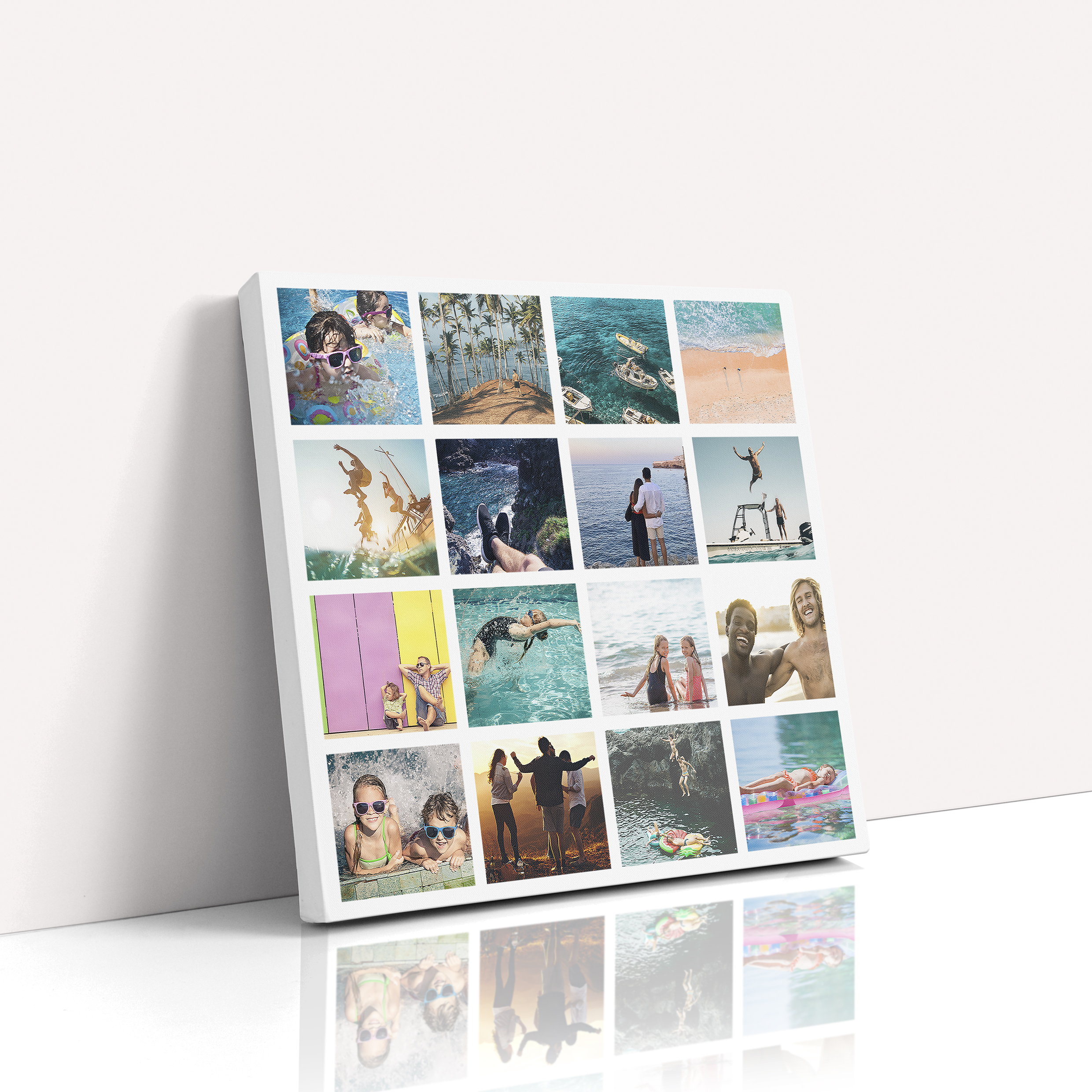 Photo of a canvas print called 'Holiday Mosaic'. It is 20cm x 20cm in size, in a Square orientation. It has space for 16 photos.