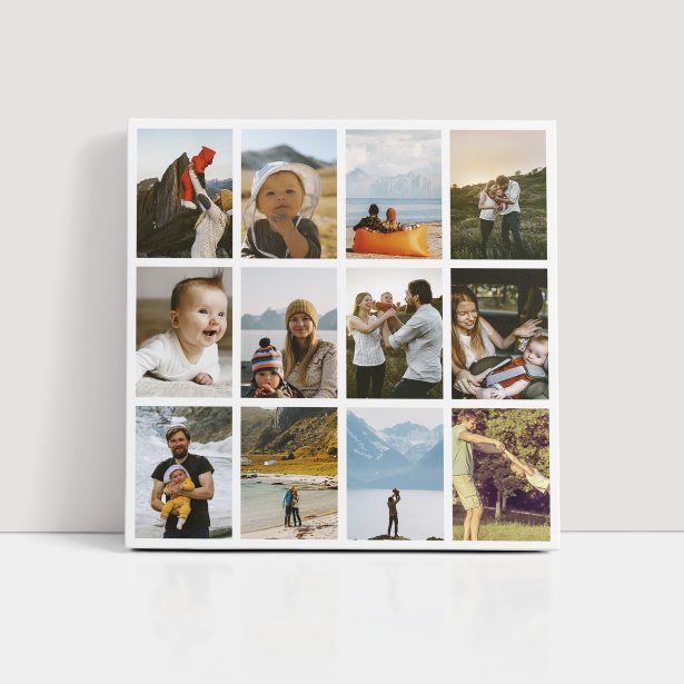 Photo of a canvas print called 'Spectrum of Moments'. It is 20cm x 20cm in size, in a Square orientation. It has space for 12 photos.
