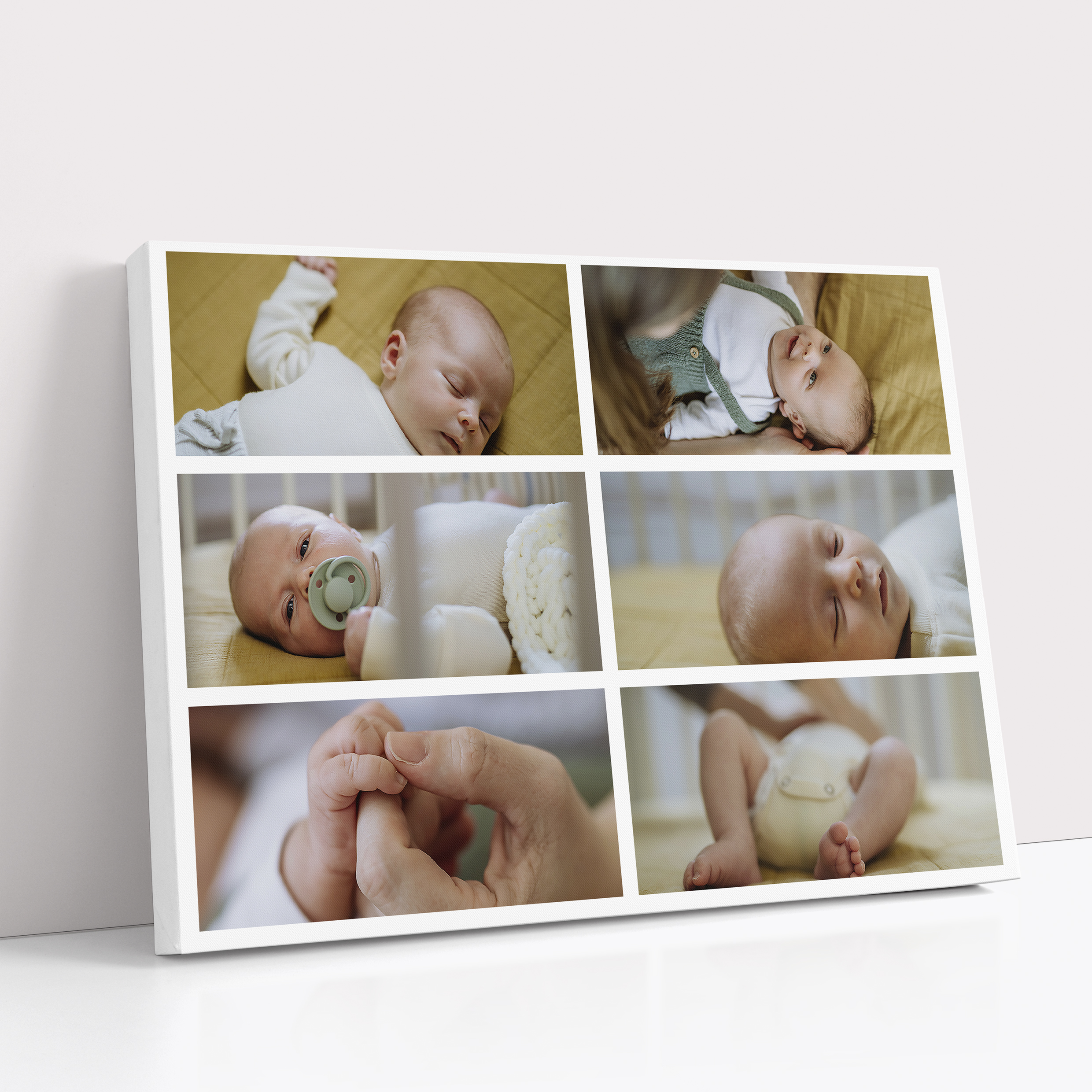 Photo of a canvas print called 'Children’s Mosaic'. It is 30cm x 20cm in size, in a Landscape orientation. It has space for 6 photos.