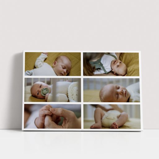 Photo of a canvas print called 'Children’s Mosaic'. It is 30cm x 20cm in size, in a Landscape orientation. It has space for 6 photos.