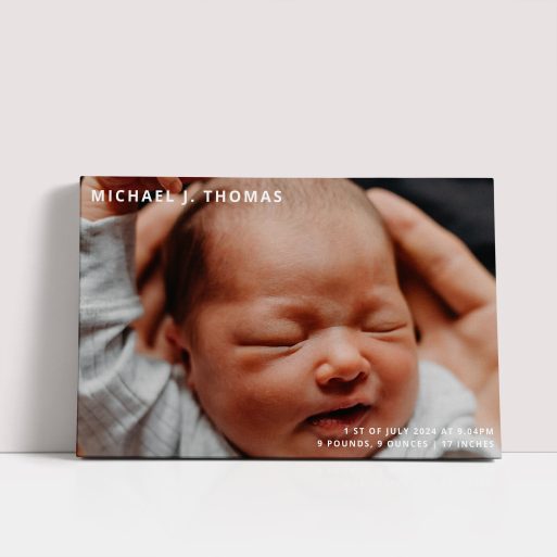 Photo of a canvas print called 'Child’s Portrait'. It is 30cm x 20cm in size, in a Landscape orientation. It has space for 1 photos.