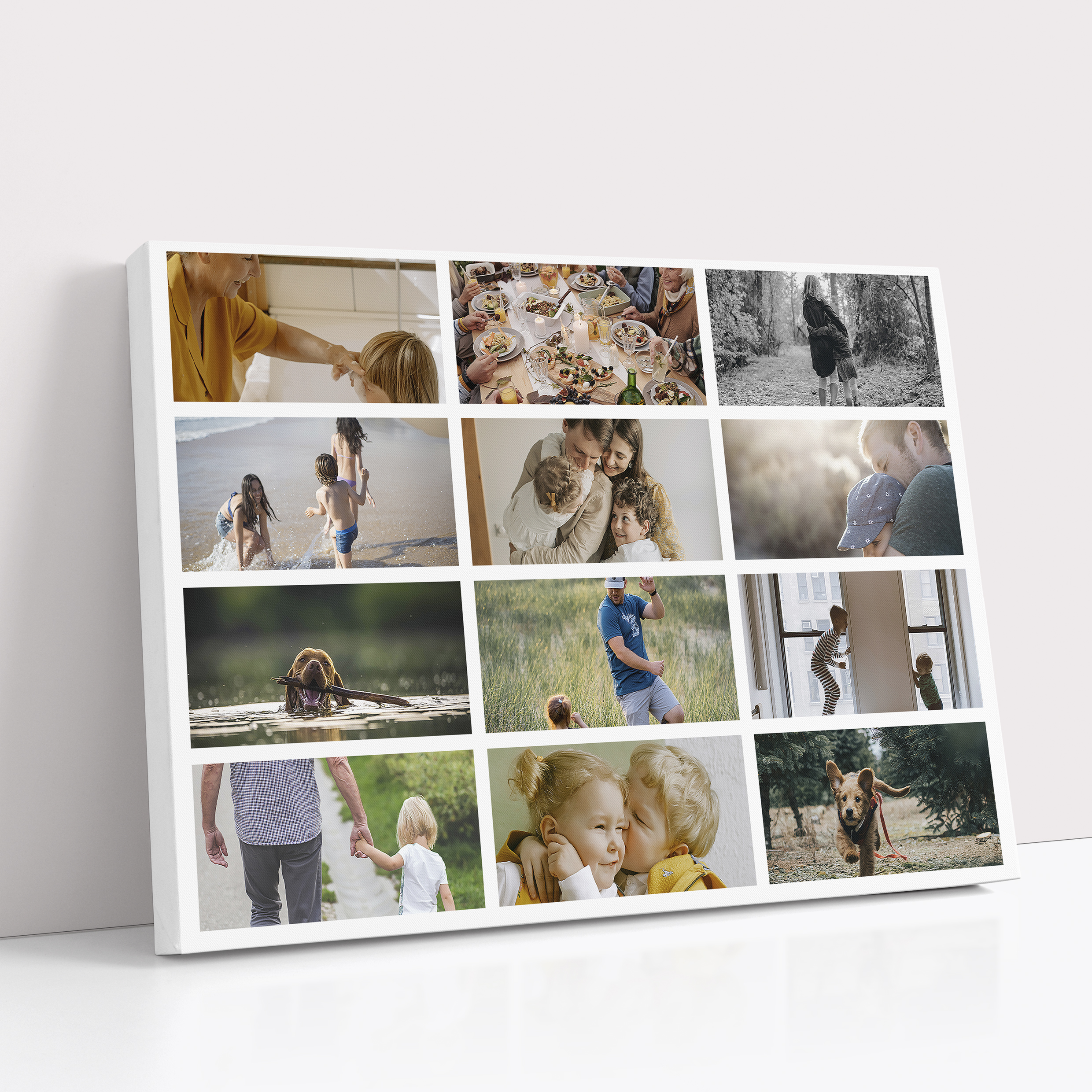 Photo of a canvas print called 'Collage of Life'. It is 30cm x 20cm in size, in a Landscape orientation. It has space for 12 photos.