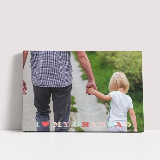 Photo of a canvas print called 'Grandpa’s Day'. It is 30cm x 20cm in size, in a Landscape orientation. It has space for 1 photos.