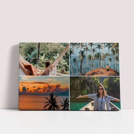 Photo of a canvas print called 'Simple Quartet'. It is 30cm x 20cm in size, in a Landscape orientation. It has space for 4 photos.